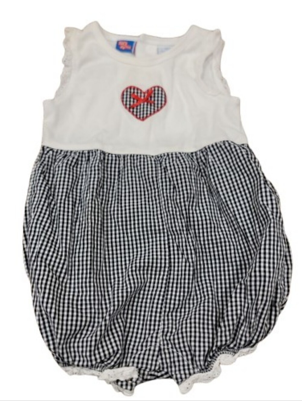 SO 4th Sleeveless Patriotic Romper Toddler Girls Size 12M Red White Blue Hearts